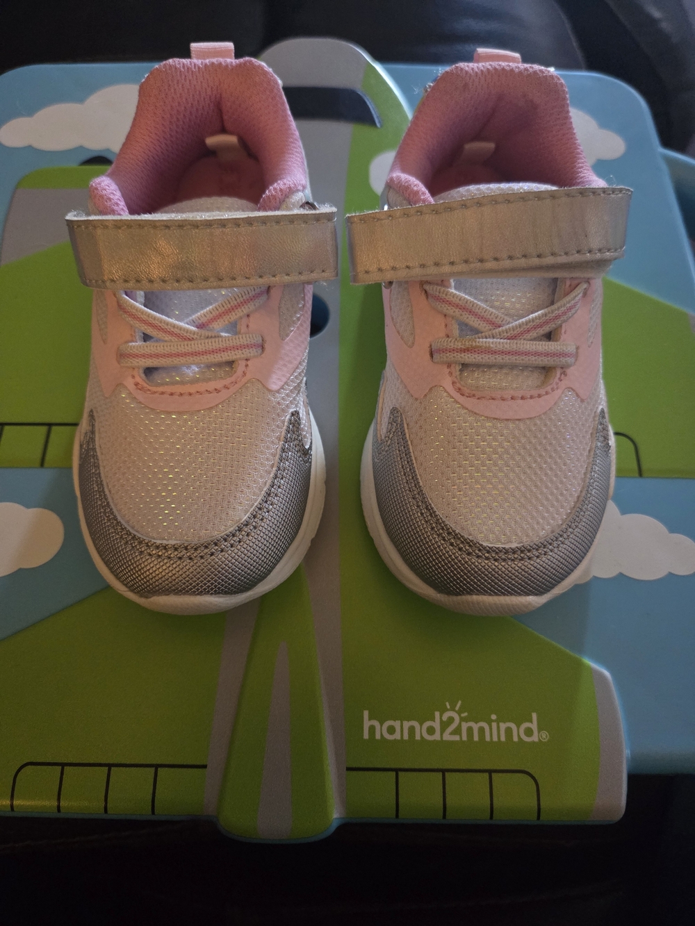 Stride Rite-Ridley Girls Pink and Silver Velcro Sneakers